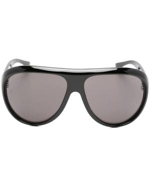 Gucci Logo-Lettering Pilot-Frame Sunglasses - Gray