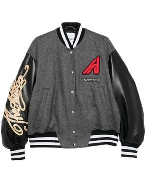 The Attico Logo-Patch Panelled Bomber Jacket - Black