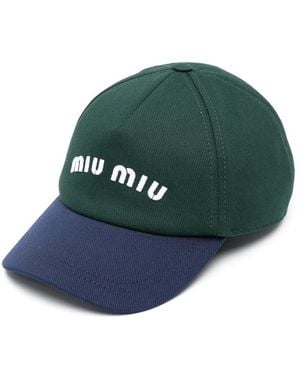 Miu Miu Logo-Embroidered Cap - Green
