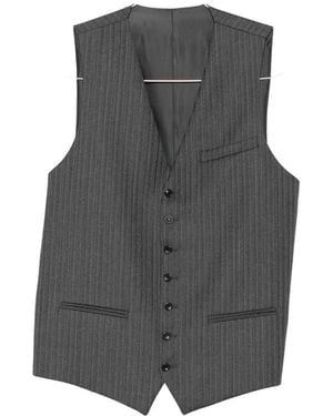 Reveres 1949 Pinstripe-Pattern Buckle-Strap Gilet - Grey