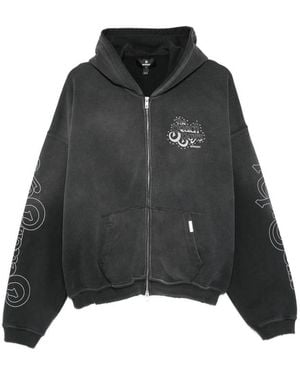 Represent Graphic-Print Studded Hoodie - Black