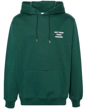Drole de Monsieur Logo-Print Cotton Hoodie - Green
