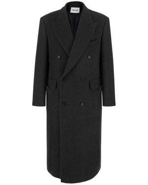 Tonywack Double-Breasted Herringbone Coat - Black
