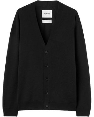 Jil Sander V-Neck Wool Cardigan - Black