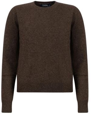 Max Mara Logo-Embroidered Elbow-Patch Sweater - Brown