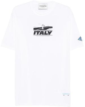Iceberg Graphic-Print Cotton T-Shirt - White