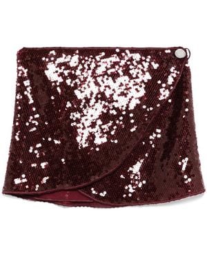 Oséree Sequin-Embellished Wrap Skirt - Red