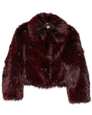 Diane von Furstenberg Kaz Faux-Fur Cropped Jacket - Red
