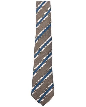 Canali Tie Silk-Linen - Blue