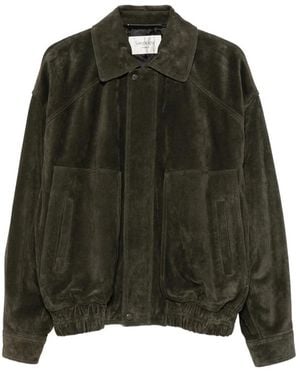 Saint Laurent Suede Bomber Jacket - Green