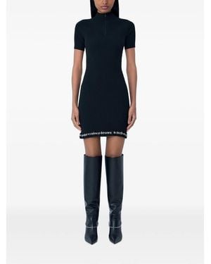Alexander Wang Ribbed Midi Dress, With Zip Detail - Black