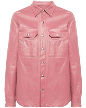 Rick Owens Coated-Denim Shirt Jacket - Pink