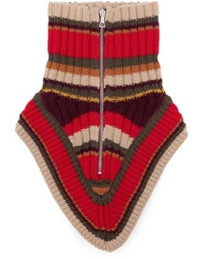Dries Van Noten Striped Zip-Up Scarf - Red