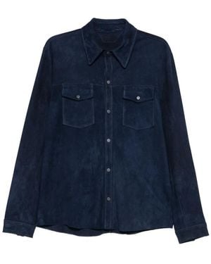 SANTORO Suede Shirt Jacket - Blue