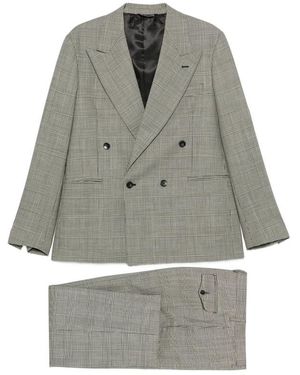 época Prince Of Wales Check Double-Breasted Suit - Grey