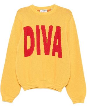 Carne Bollente Such A Diva Intarsia-Knit Jumper - Yellow