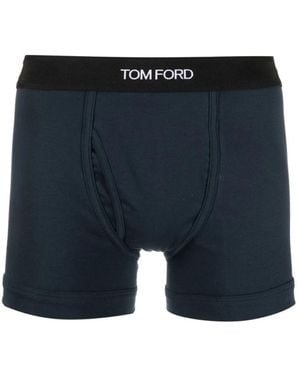 Tom Ford Logo-Waistband Boxer Briefs - Blue