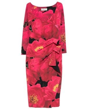 Chiara Boni Floral-Print Draped Dress - Red