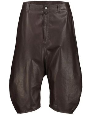 Lemaire Dropped-Crotch Leather Trousers - Grey