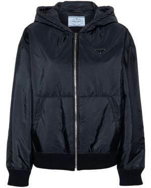 Prada Hooded Recycled Nylon Blouson Jacket - Black