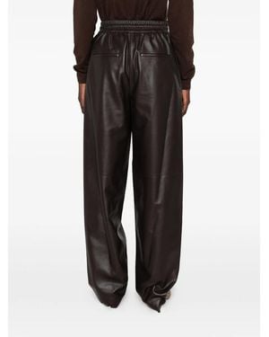 JOSEPH Drawstring-Waist Leather Trousers - Black