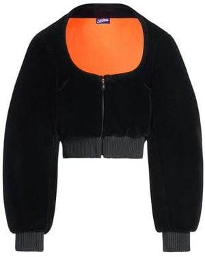 Jean Paul Gaultier Boxy-Fit Cropped Bomber Jacket - Black