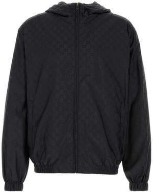 Gucci Gg Jacquard Nylon Zip Jacket - Blue