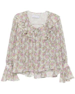 Raquel Diniz Floral-Print Ruffled Blouse - Grey