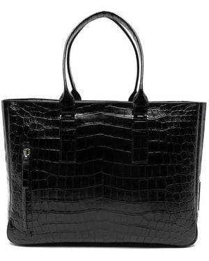 Tom Ford Crocodile-Effect Leather Tote Bag - Black