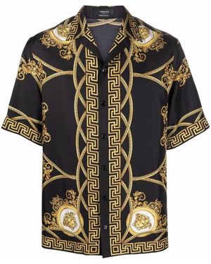 Versace La Coupe Des Dieux-print Silk Shirt - Black