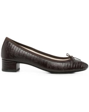 Repetto Lizard-Effect Bow-Detail Court Shoes - Black