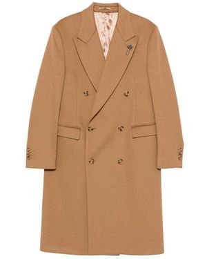 Lardini Double-Breasted Peak-Lapels Coat - Natural