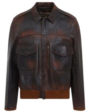 Golden Goose Flap-Pockets Leather Jacket - Black
