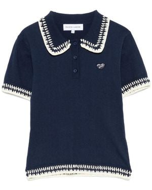 Maison Labiche Caillavet Crocheted-Collar Polo Shirt - Blue