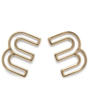 Miu Miu Logo-Plaque Earrings - Metallic
