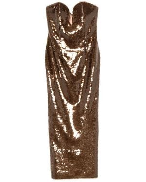 New Arrivals Sequin-Embellished Strapless Dress - Brown