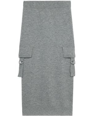 Blumarine Cargo-Pockets Wool Midi Skirt - Gray