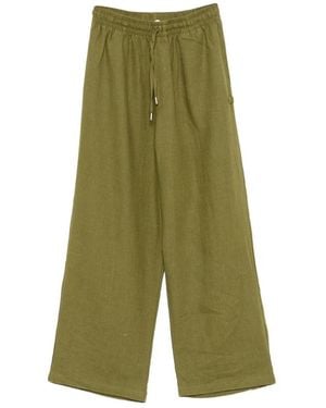 Arte' Drawstring Elasticated-Waistband Pants - Green