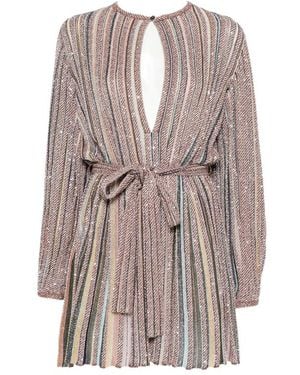 Missoni Sequin-Embellished Striped Mini Dress - Brown