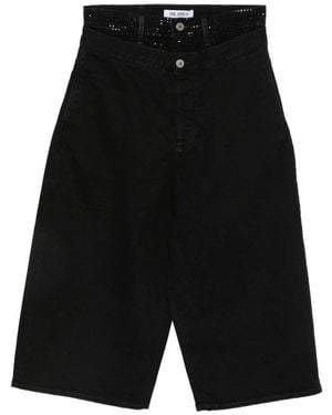 The Attico Wide-Leg Cropped Jeans - Black