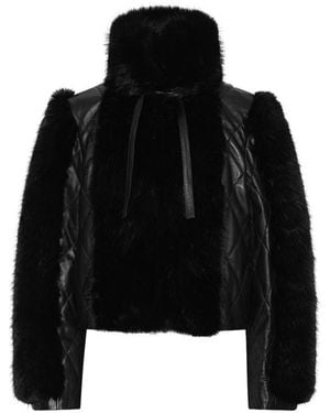 ROTATE BIRGER CHRISTENSEN Faux-Fur Leather Jacket - Black