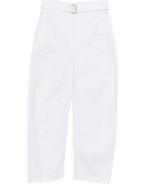 Lemaire Bleached Denim Belt Trousers - White