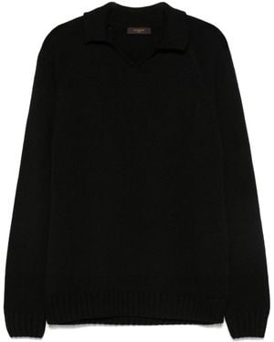 Zanone Polo-Neck Wool Jumper - Black