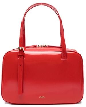 A.P.C. A. P.C. Patent-Finish Buckle-Detail Tote Bag - Red