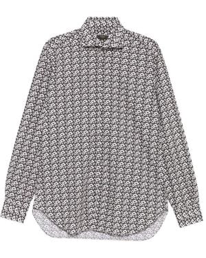 Barba Napoli Floral-Print Shirt - Grey