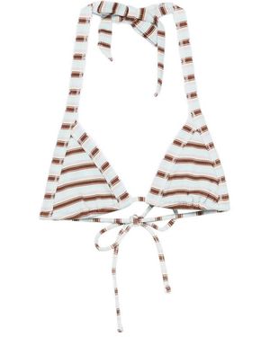 Frankie's Bikinis Taite Thermal Striped Bikini Top - White