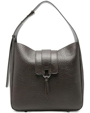 Hogan Grained-Leather Buckle-Detail Tote Bag - Black