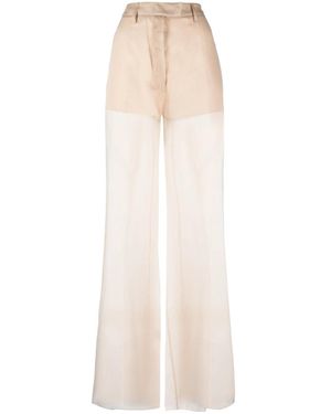 Prada Pressed-Crease Organza Trousers - White