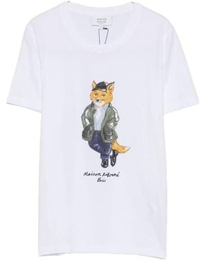 Maison Kitsuné Weekend Fox Printed T-Shirt - White