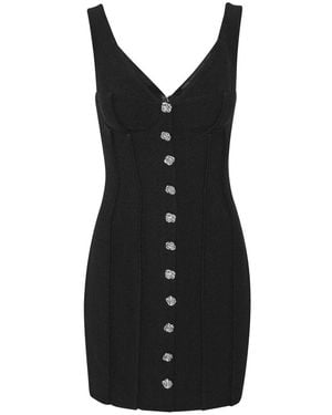 ROTATE BIRGER CHRISTENSEN Rose-Buttoned Mini Dress - Black